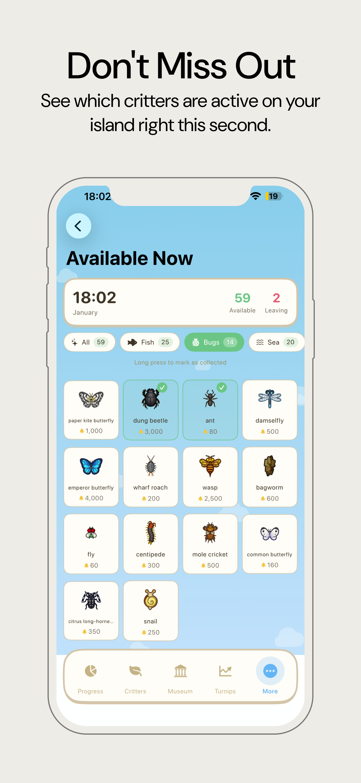 ACNH Guide critters available now